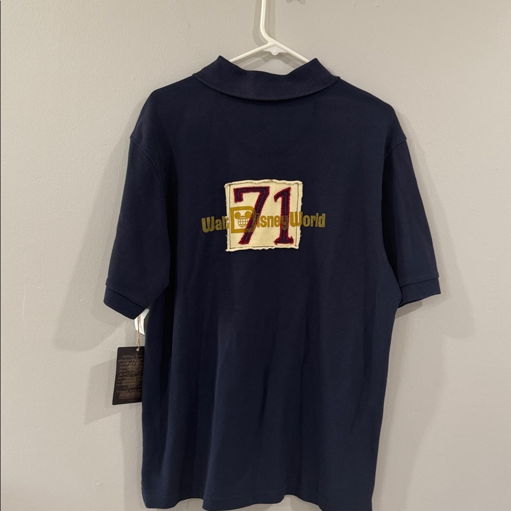 NWT Disney Men's Dark Blue Polo Shirt with Mickey 71 Patch - Picture 4 of 6